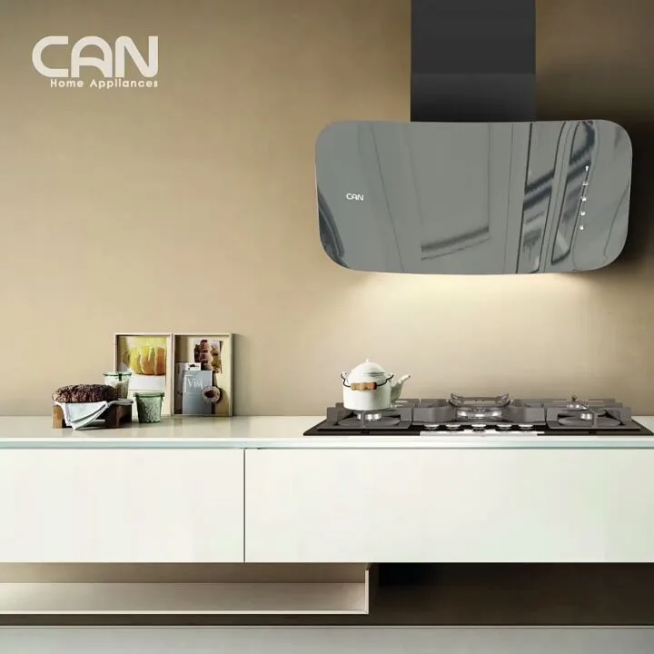 هود آشپزخانه، رنگ نقره‌ای و استیل، جنس استیل، هود مورب شیشه‌ای