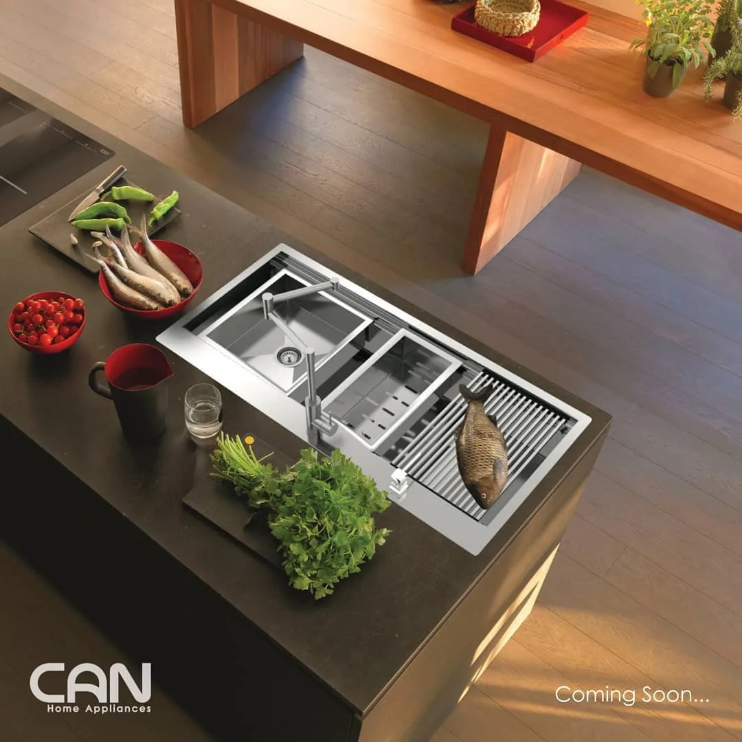 سینک ظرفشویی مدل CN-104، رنگ نقره‌ای، جنس استیل، سینک ظرفشویی توکار