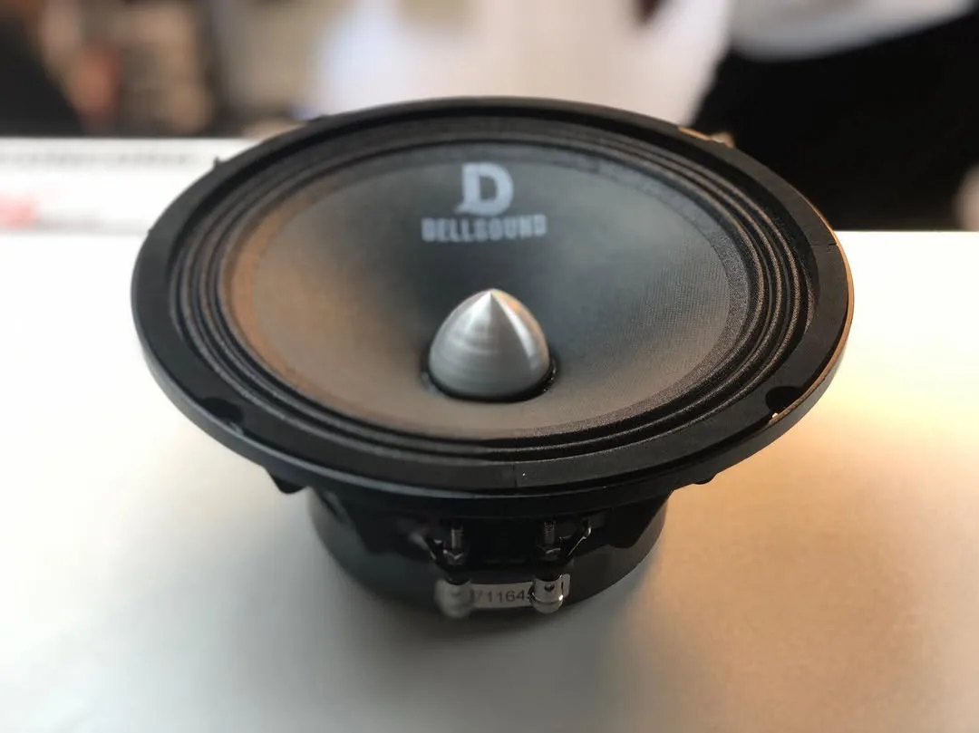 میدرنج ۸ اینچ خودرو DELLSOUND، رنگ مشکی و نقره‌ای، جنس پلاستیک و فلز، دایره‌ای با قاب دیاموند