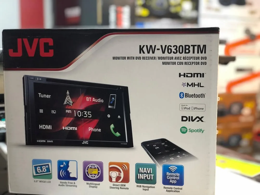 مانیتور خودرو جی وی سی KW-V630BTM، رنگ مشکی و سفید، جنس پلاستیک و شیشه، مستطیلی لمسی