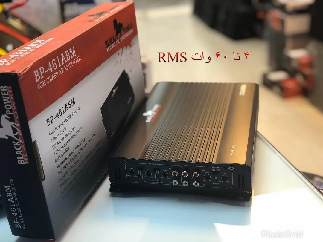 آمپلی‌فایر خودرو BP-461BM Black Power، رنگ مشکی، جنس فلز، مستطیلی