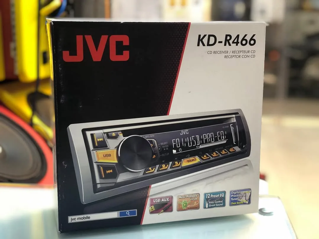 ضبط خودرو KD-R466 JVC، رنگ مشکی، جنس پلاستیک و فلز، مستطیلی