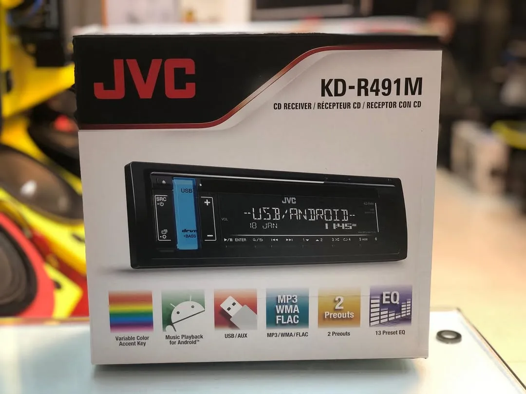 ضبط خودرو KD-R491 JVC، رنگ مشکی، جنس پلاستیک و فلز، مستطیلی