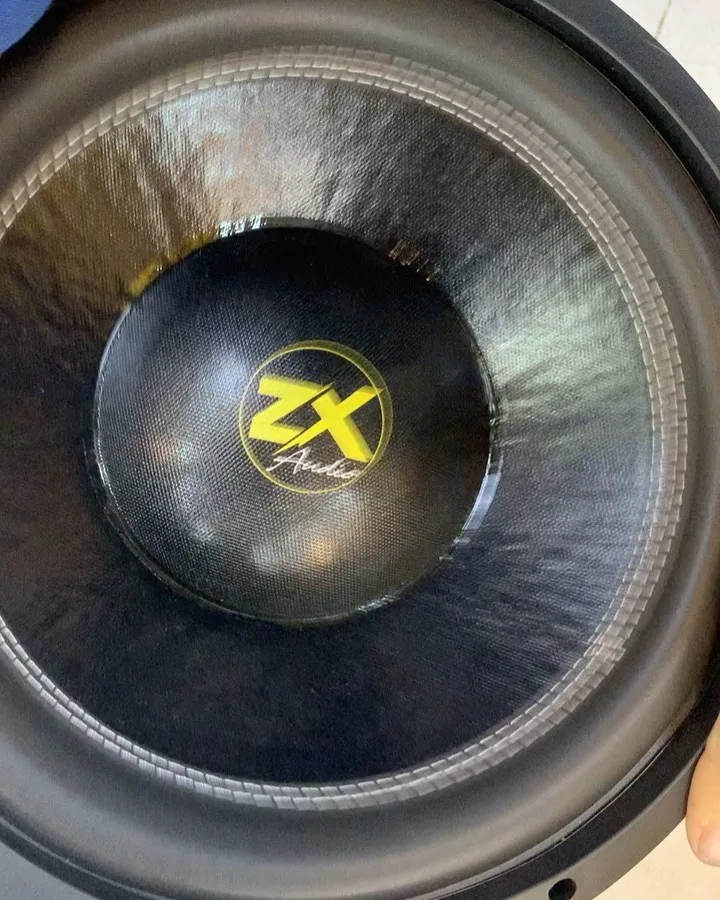 ساب ووفر ۱۲ اینچ ZX-124D ZX-AUDIO، رنگ مشکی و زرد، جنس لاستیک و پلاستیک، گرد