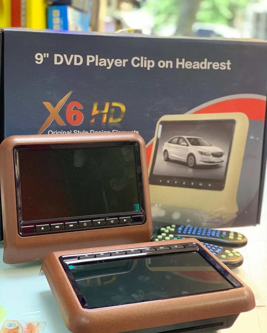مانیتور پشت سری لکسوزی جفت DVD، رنگ قهوه‌ای، جنس پلاستیک، مستطیلی، صفحه‌نمایش