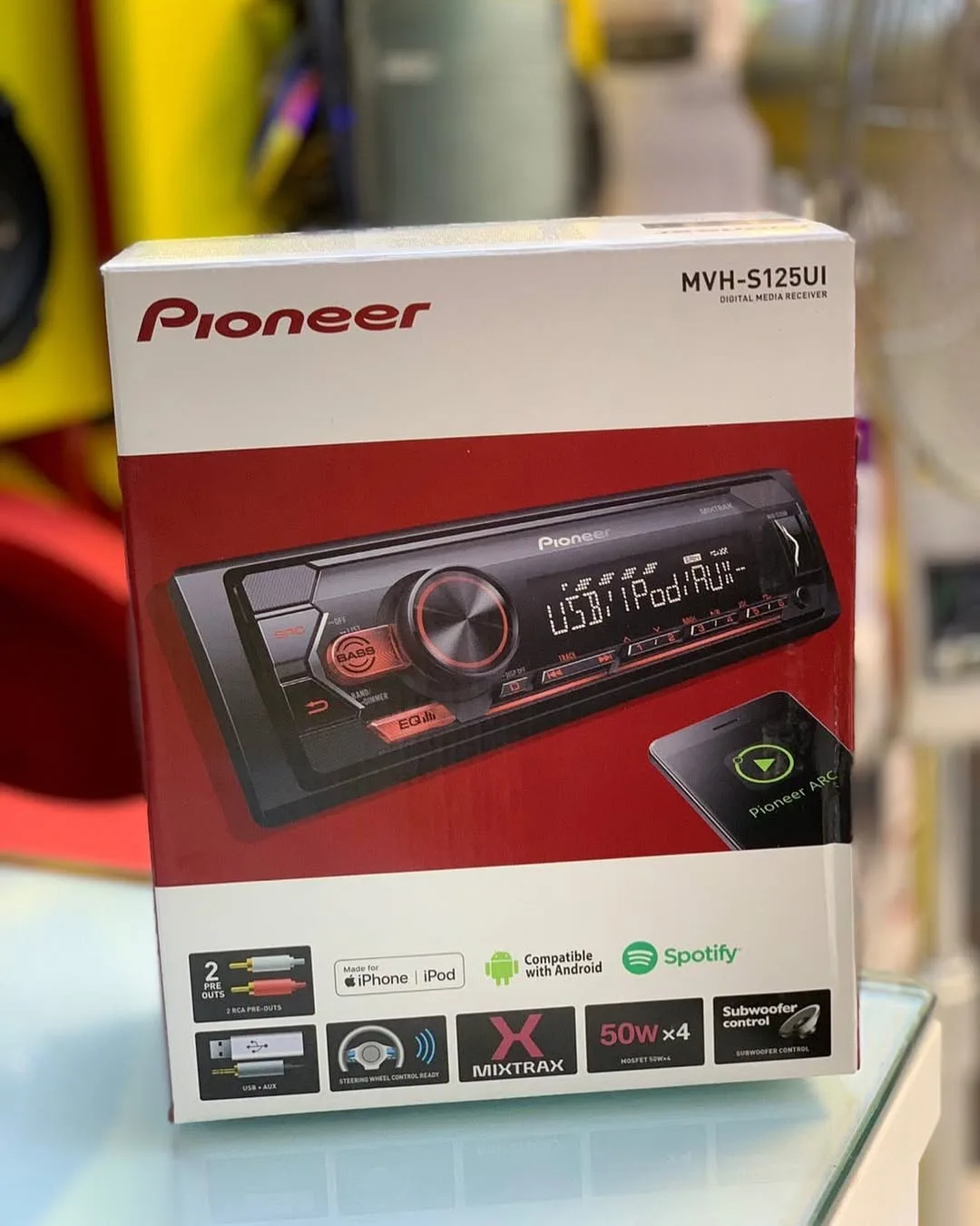 ضبط خودرو پایونیر MVH-125UI، رنگ مشکی، جنس پلاستیک و فلز، مستطیلی