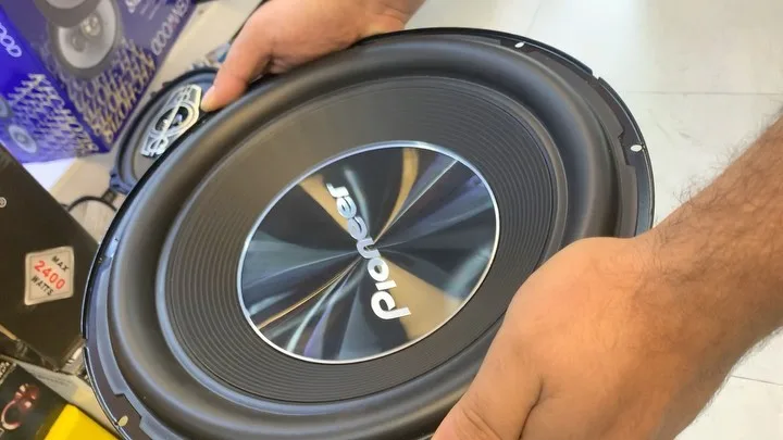 ساب ووفر دو کوئل مدل TS-A300D4، رنگ مشکی و نقره‌ای، جنس پلاستیک و فلز، گرد، بزرگ