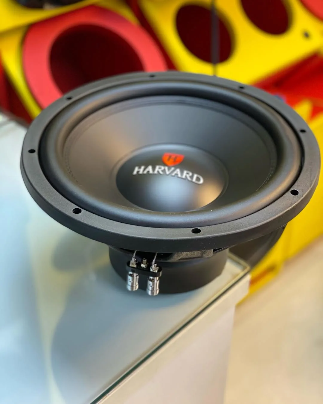 ساب ووفر هاروارد HM-124 دو کوئل، رنگ مشکی، جنس فلز و پلاستیک، دایرهای