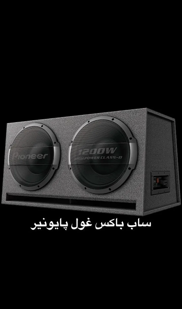 ساب باکس دبل اکتیو پایونیر، رنگ خاکستری و مشکی، جنس چوب و فلز، مستطیلی، دو ووفر
