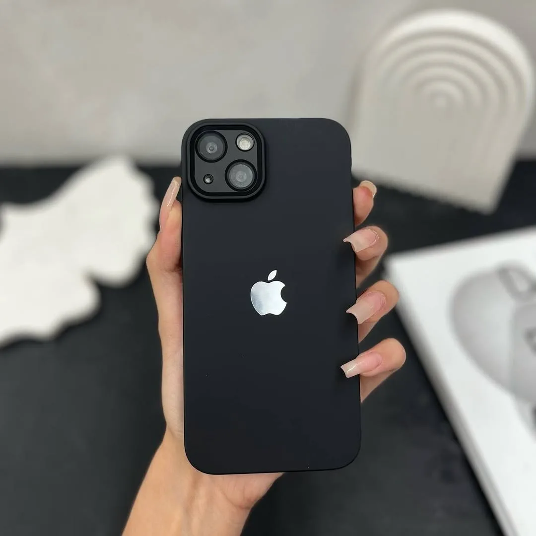 قاب PC با گلس لنز، رنگ مشکی، جنس سیلیکون، مات