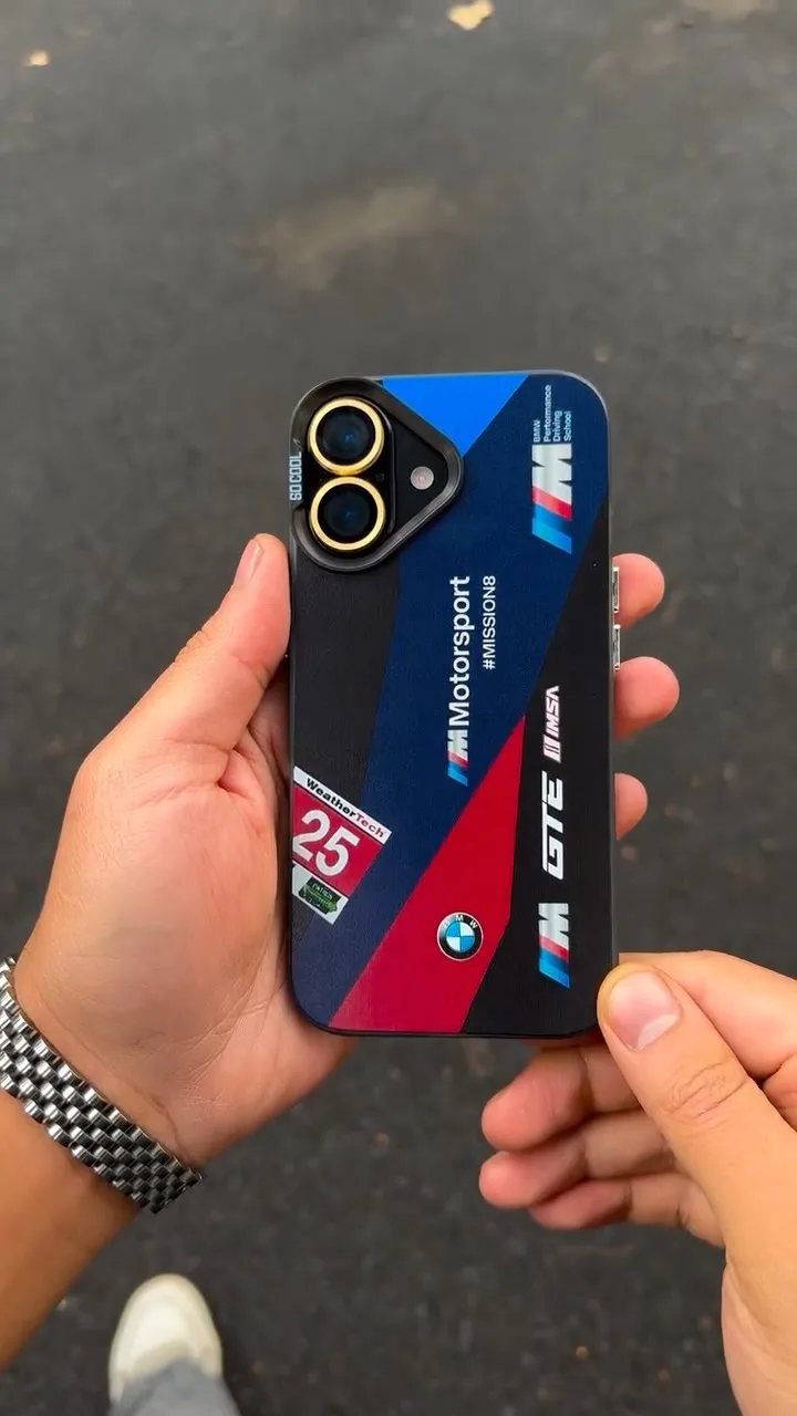قاب گوشی طرح BMW M سوکول، رنگ آبی، مشکی و قرمز، جنس پلاستیک، قاب گوشی طرح مسابقات