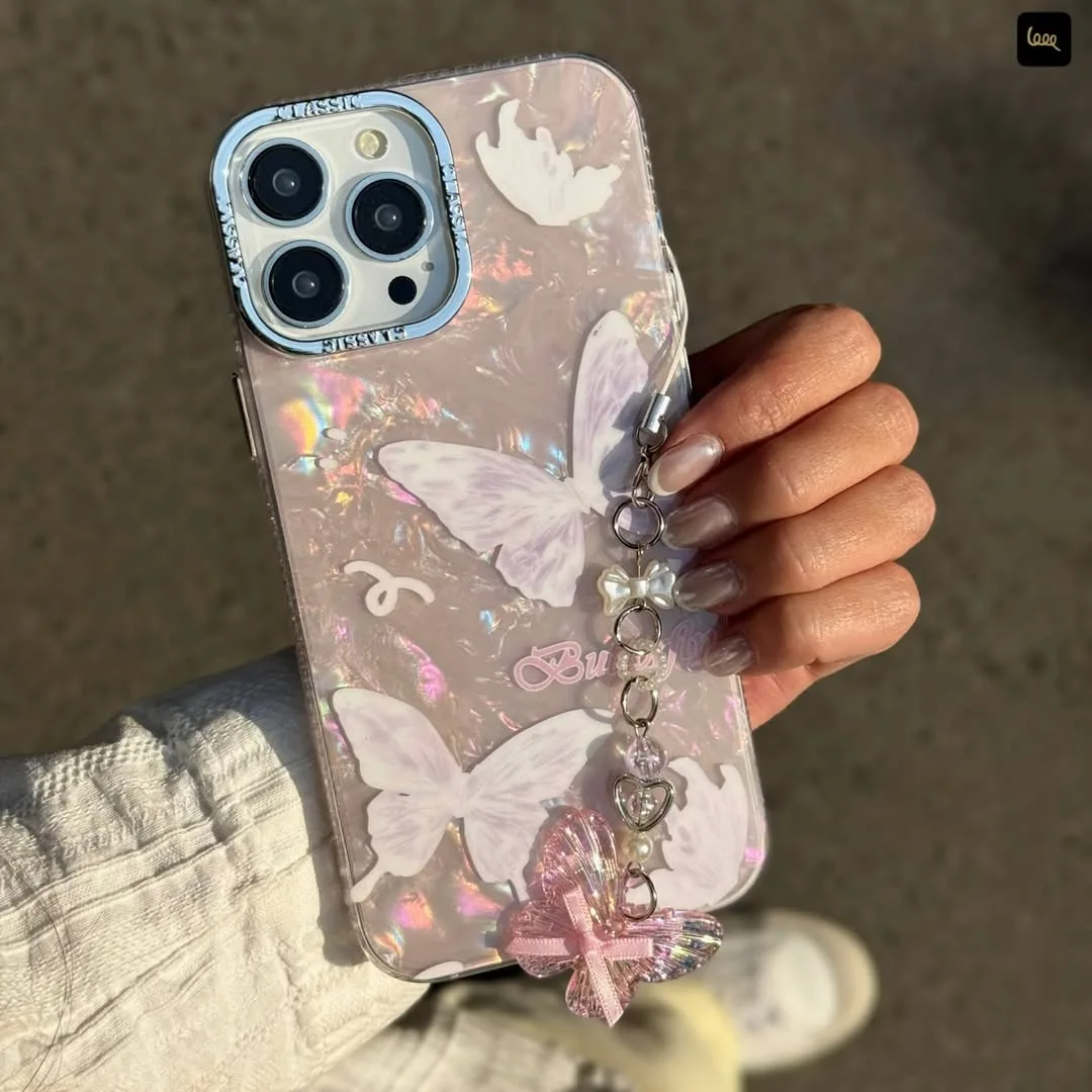 قاب پروانه‌ای یخی صورتی با آویز — عکس ۳