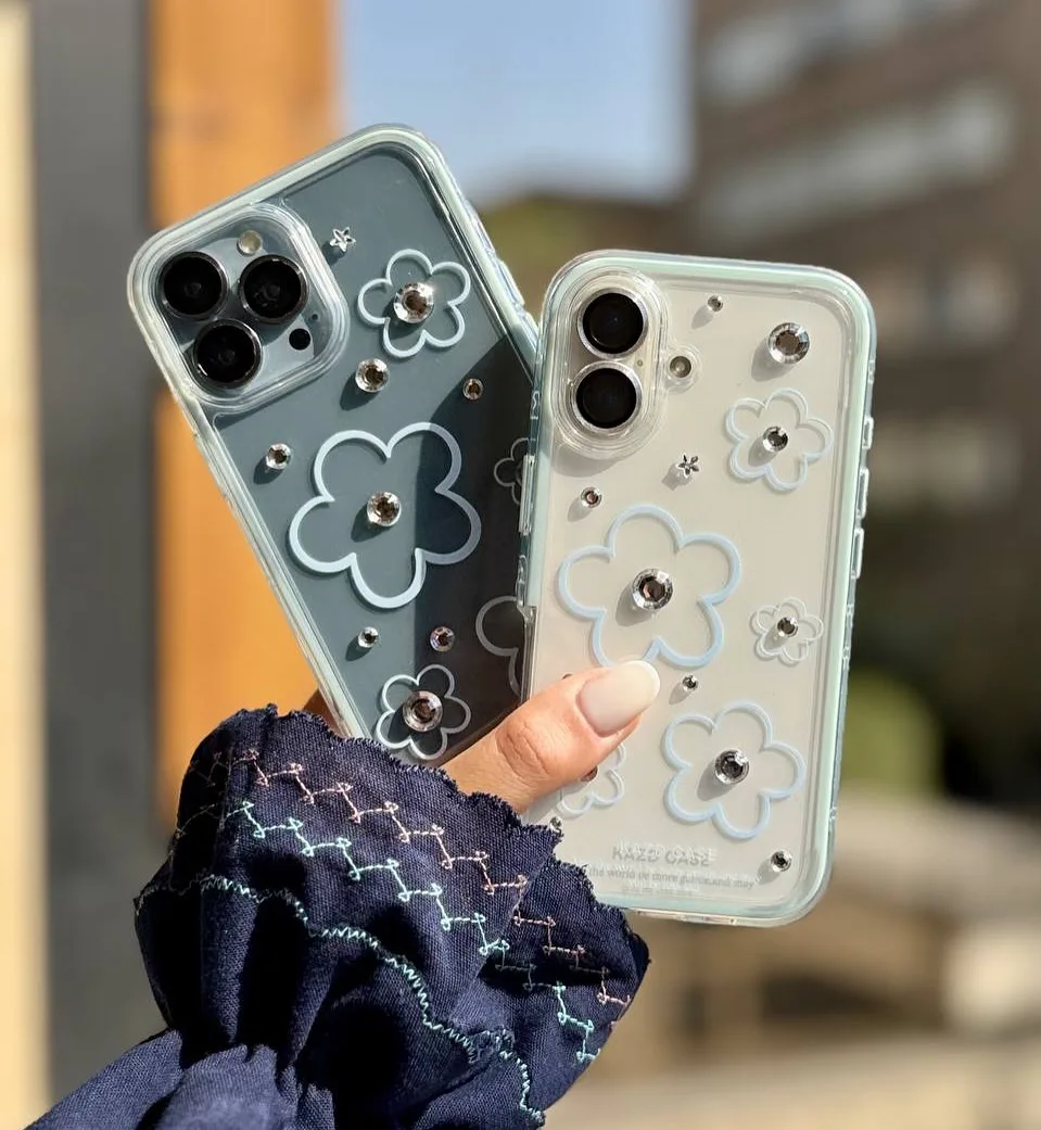 قاب گل آبی نگین‌دار دولایه — عکس ۶