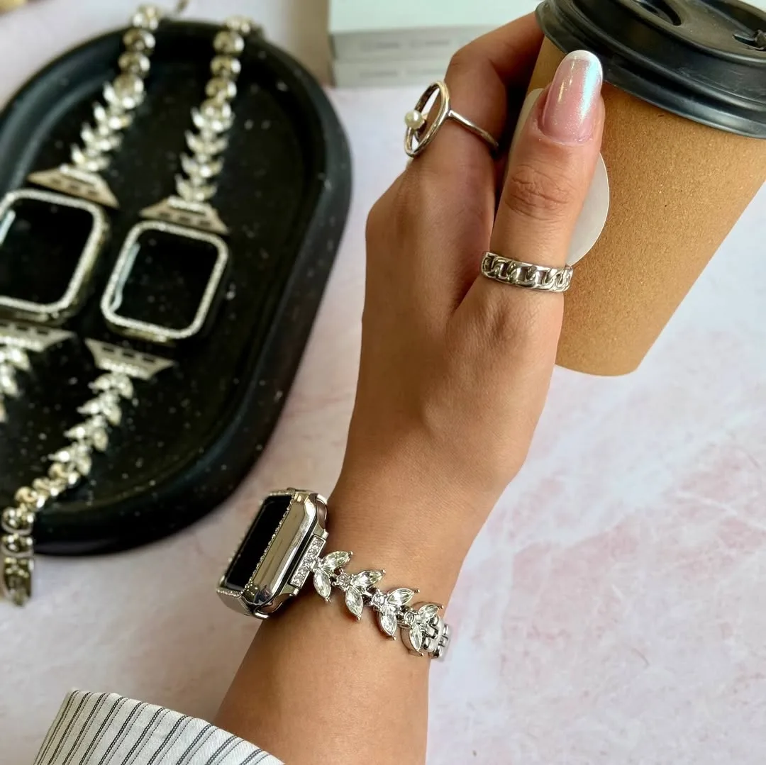 دستبند اپل واچ برگ نگین‌دار با گارد — عکس ۵