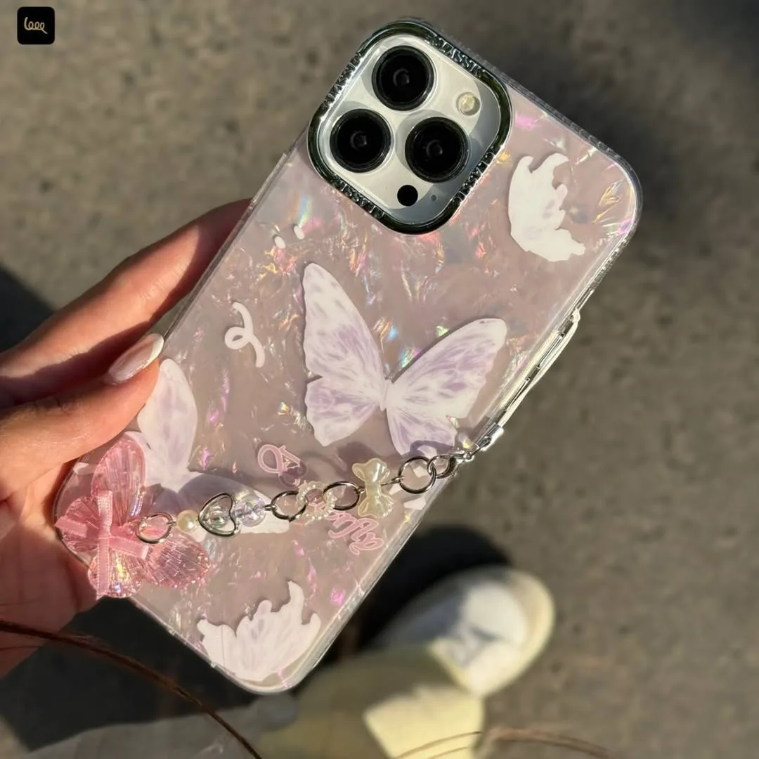 قاب پروانه‌ای یخی صورتی با آویز — عکس ۳