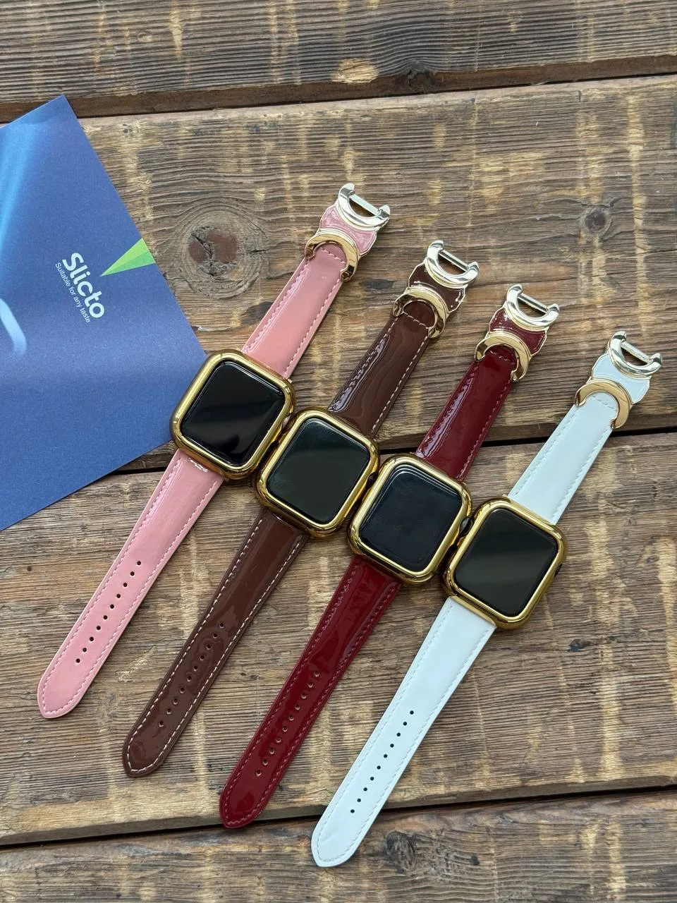 بند اپل واچ چرم ورنی قفل مگنتی Slicto