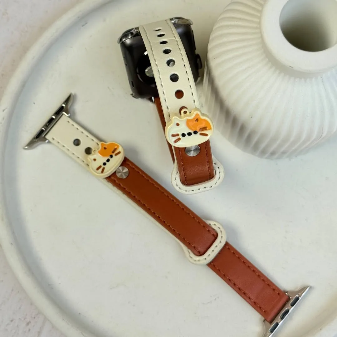 بند چرمی اپل واچ طرح گربه — عکس ۲