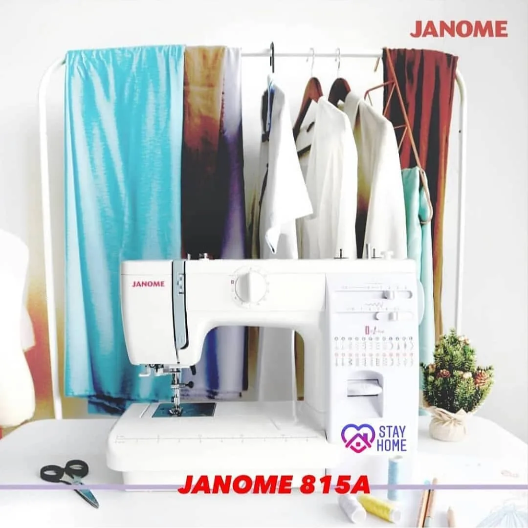 چرخ خیاطی و گلدوزی ژانومه 815A، رنگ سفید، جنس پلاستیک و فلز، رومیزی خانگی
