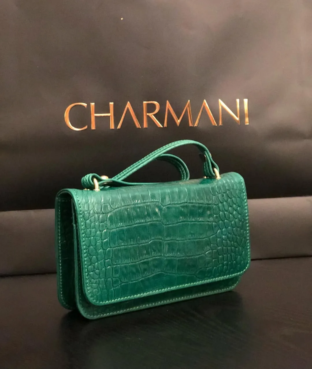 کیف دستی زنانه ۱۹x۱۲، رنگ سبز، جنس چرم، طرح طرح حیوانی