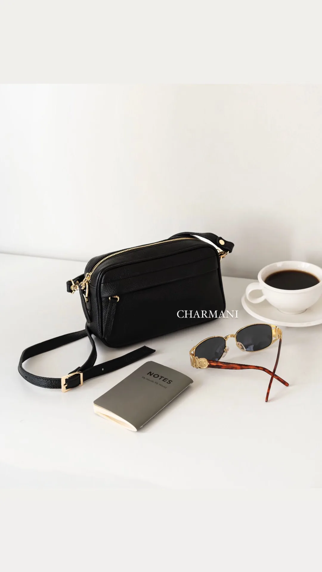 کیف زنانه چرم مدل دلارا چرمانی، رنگ مشکی، دوشی