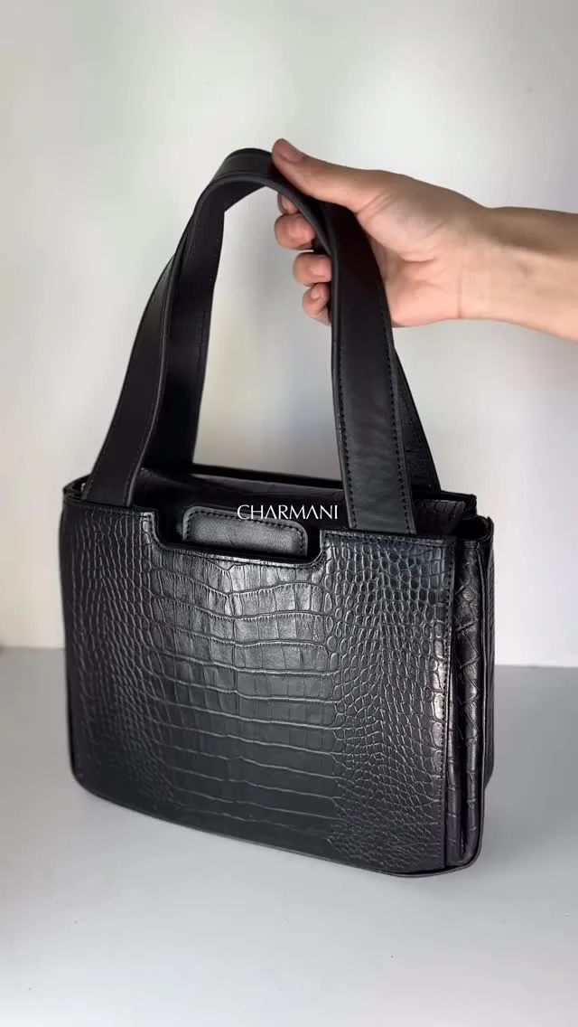 کیف دستی زنانه چرم چرمانی، رنگ مشکی، مستطیلی