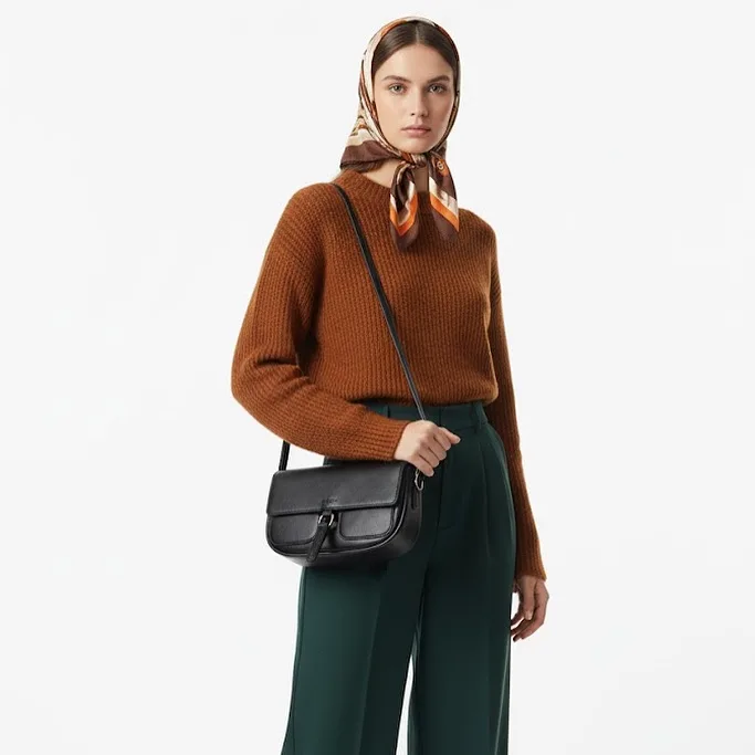 کیف زنانه x112 PRETTYZYS، رنگ مشکی، جنس چرم، دوشی، مستطیلی