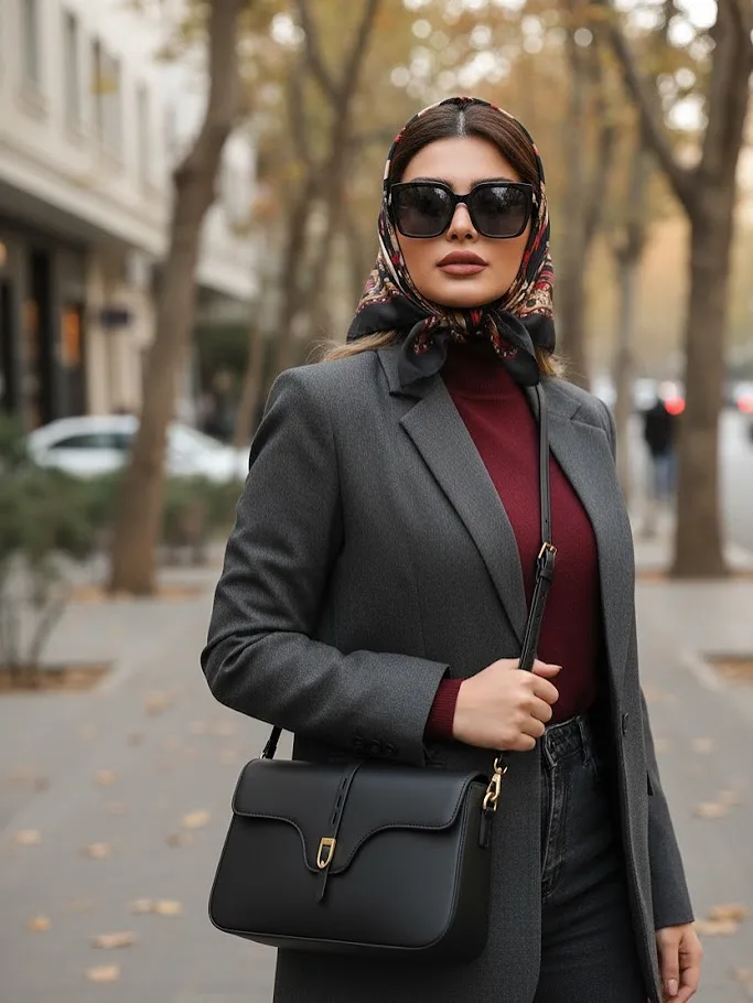 کیف زنانه x3-079 PRETTYZYS، رنگ مشکی، جنس چرم، دوشی، فلپ‌دار