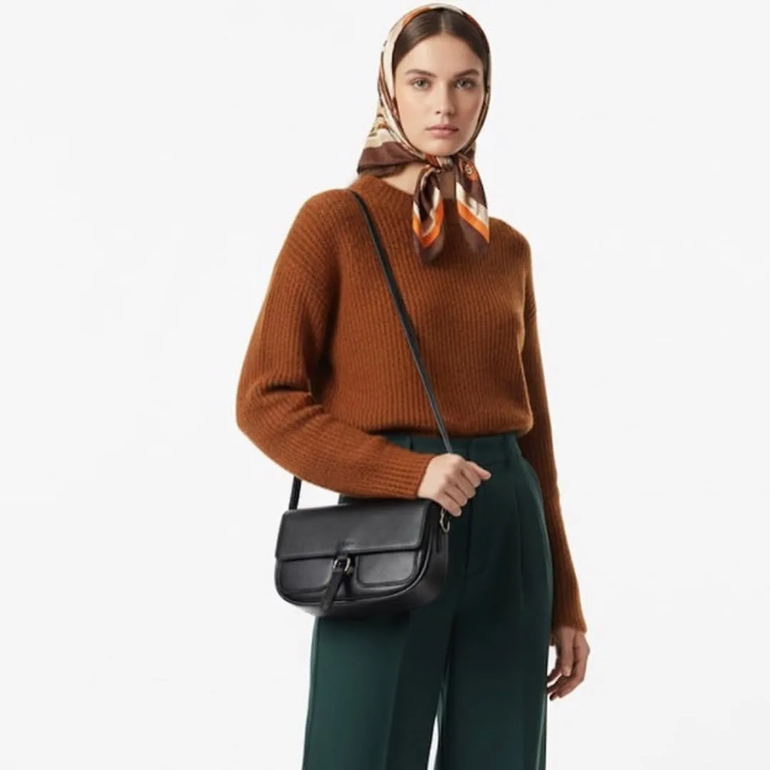 کیف زنانه x112 PRETTYZYS، رنگ مشکی، جنس چرم، دوشی، کوچک