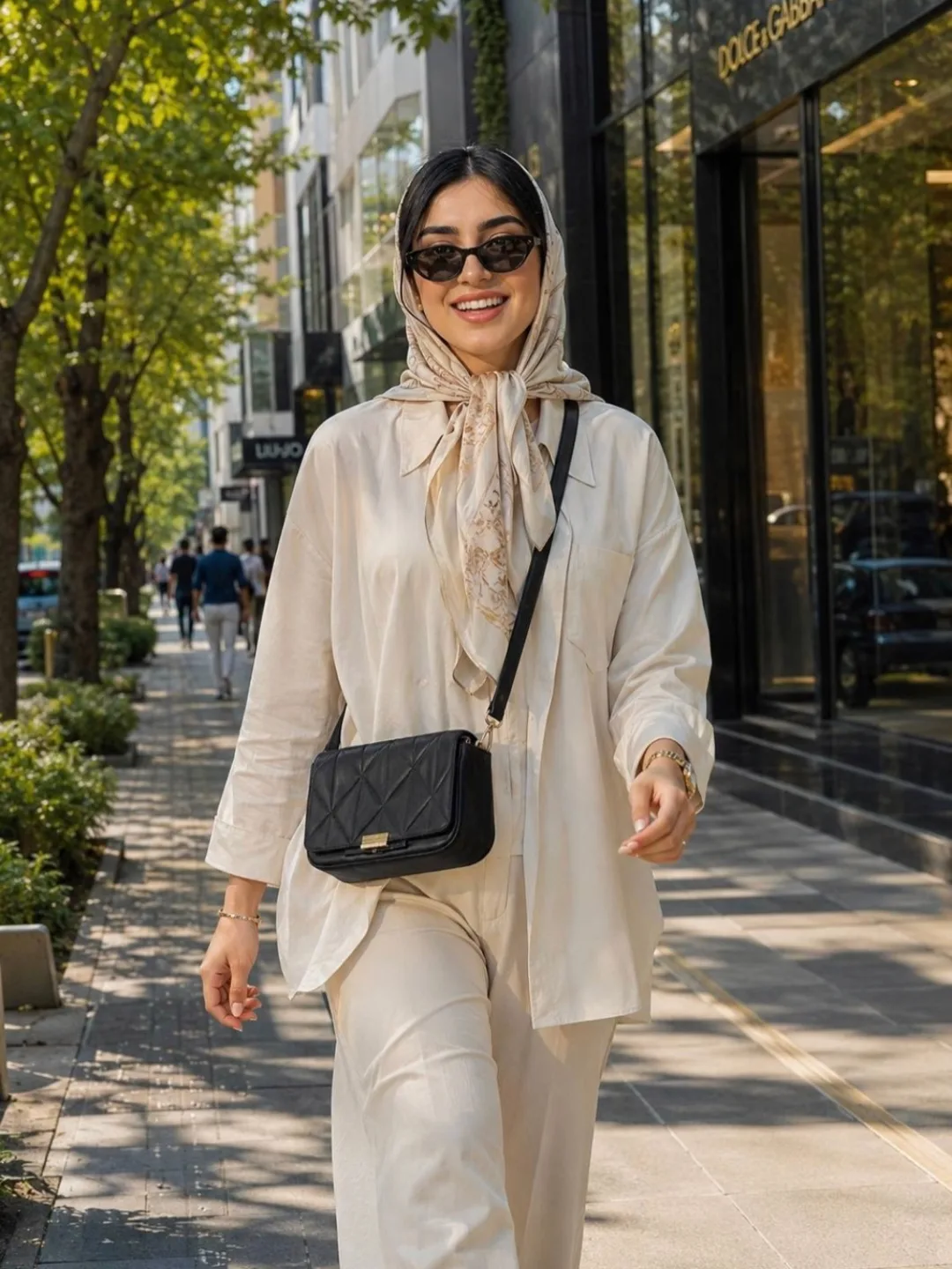 کیف زنانه X3-135 PRETTYZYS، رنگ مشکی، جنس چرم، طرح هندسی، دوشی، کوچک