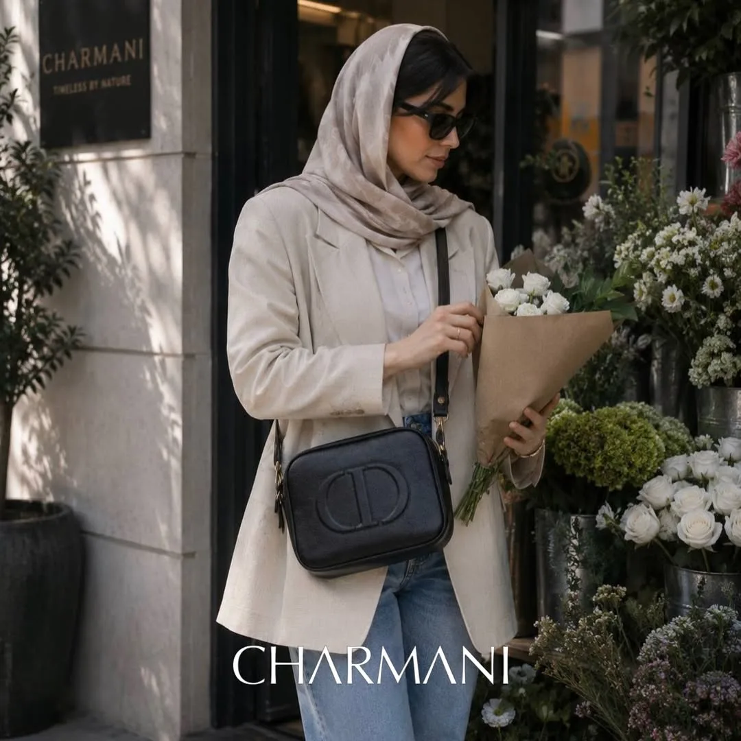 کیف کراس‌بادی چرم طبیعی ۱۲۶۳ Charmani، رنگ مشکی، دوشی، گرد