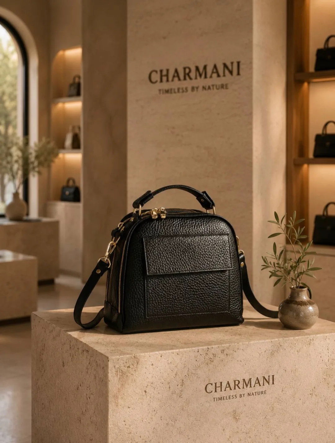 کیف دستی چرمی، رنگ مشکی، کوچک