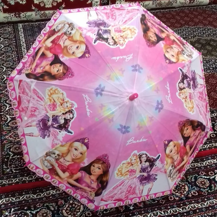 چتر دخترانه تاپ، رنگ صورتی، طرح شخصیت کارتونی، مدل بچگانه