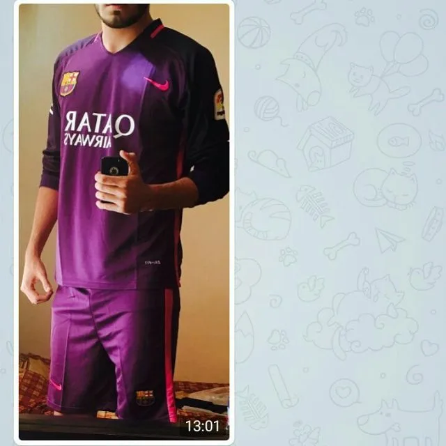 پیراهن و شورت بارسلونا آستین بلند