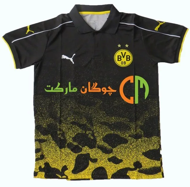 پولوشرت یقهدار دورتموند، رنگ مشکی و زرد، آستین کوتاه