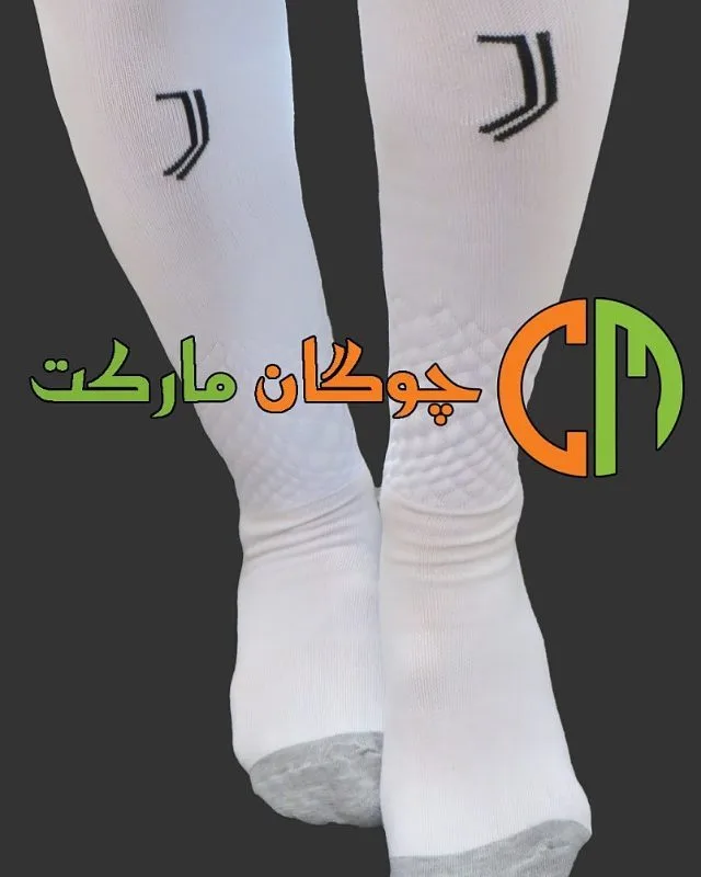 جوراب فوتبال یوونتوس، رنگ سفید، خاکستری و مشکی، ساق بلند