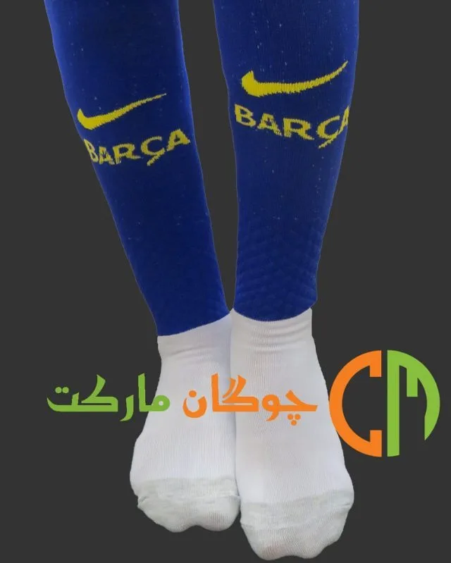 جوراب فوتبال بارسلونا، رنگ آبی، سفید و زرد، ساق بلند