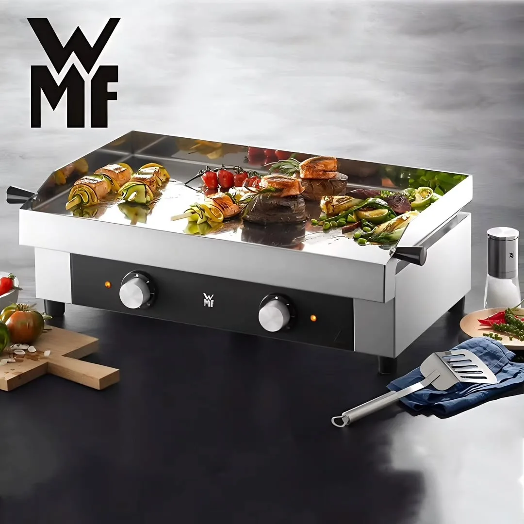 گریل برقی دبلیو ام اف WMF، رنگ نقرهای و مشکی، جنس استیل، رومیزی، تخت