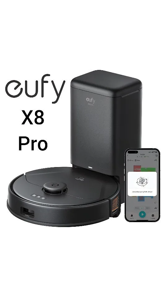 جارو رباتیک یوفی X8 Pro، رنگ مشکی، جنس پلاستیک، جاروبرقی رباتیک با داک تخلیه
