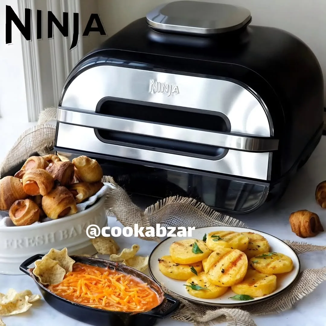 ایرفرایر و گریل هوشمند نینجا، رنگ مشکی و نقره‌ای، جنس فلز و پلاستیک، دیجیتال، رومیزی