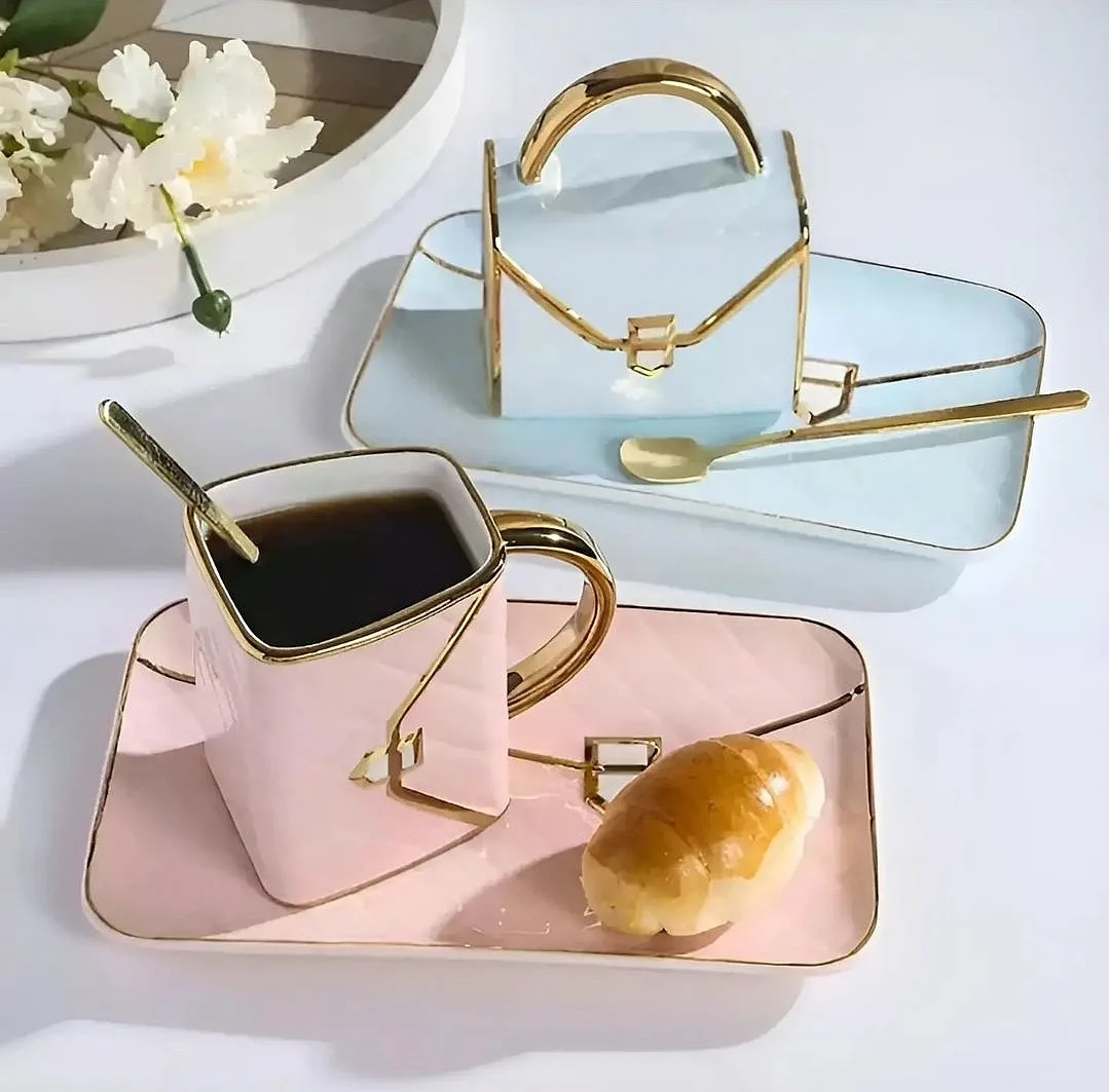 فنجان و نعلبکی قهوه خوری طرح کیف KRD