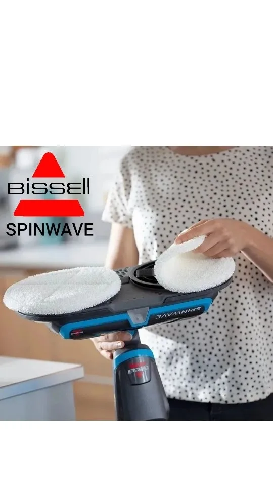 جاروشور برقی اسپین‌ویو Bissell، رنگ مشکی، آبی و سفید، جنس پلاستیک، مدل چرخان برقی