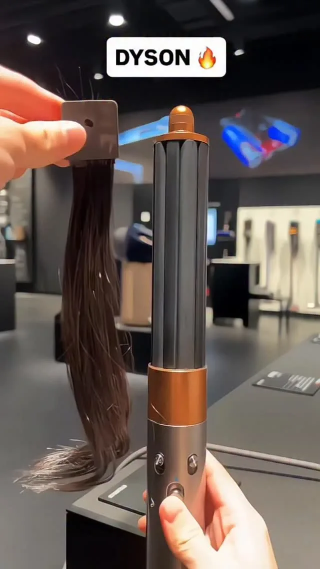 حالت‌دهنده مو ایررپ Dyson، رنگ خاکستری و مسی، جنس پلاستیک و فلز، استوانه‌ای، برقی