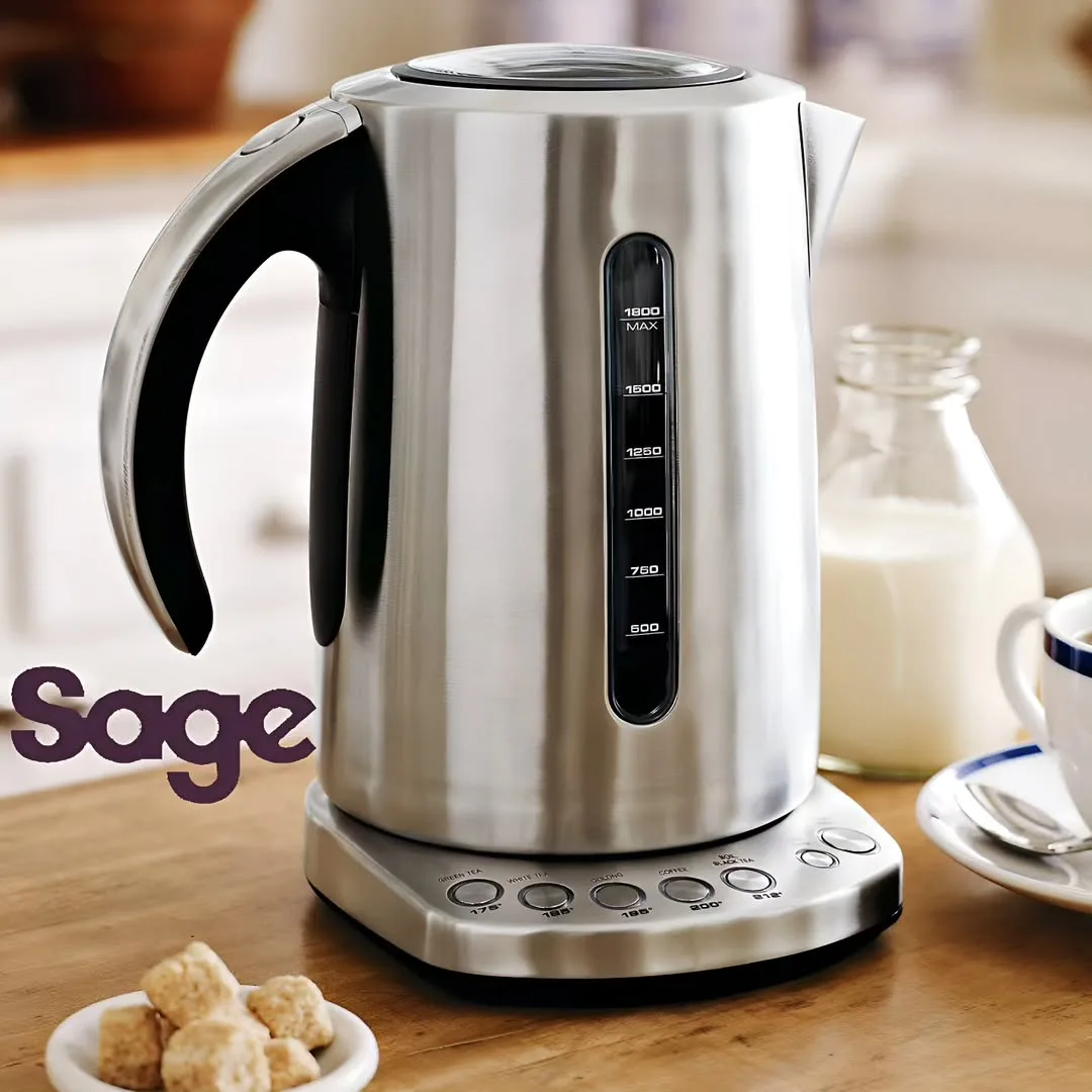 کتری برقی هوشمند SKE825BSS Sage، رنگ نقره‌ای و مشکی، جنس استیل و پلاستیک، دیجیتال، با درجه