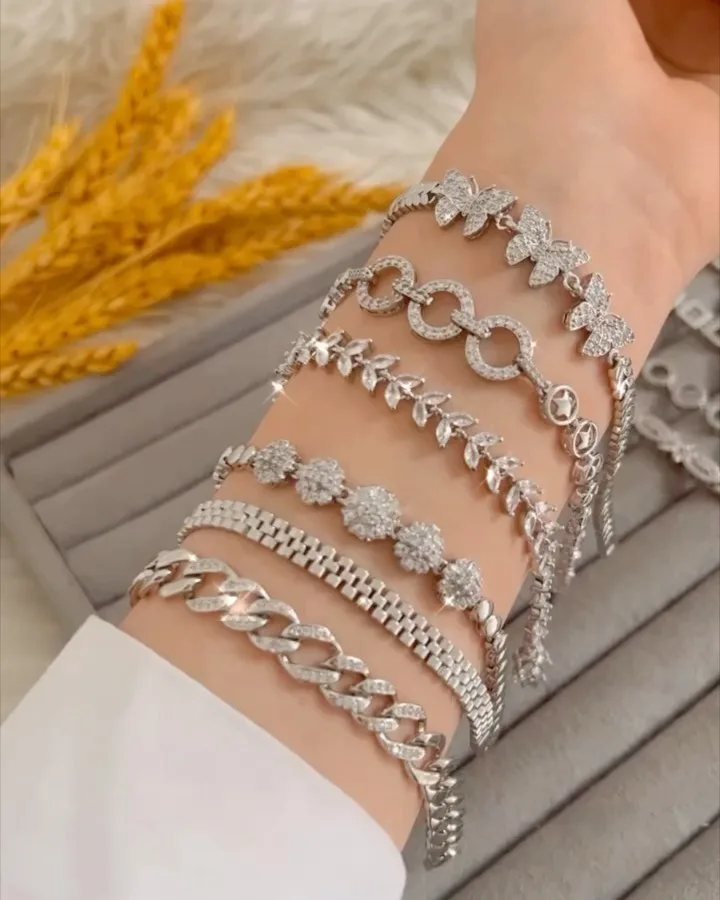 دستبند نگینی مجلسی استیل