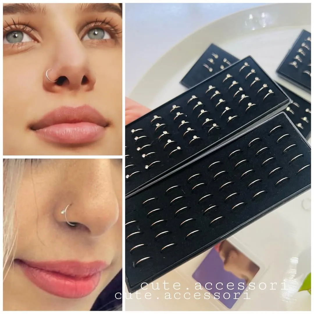 پیرسینگ فیک بینی استیل، رنگ نقره‌ای، حلقه‌ای