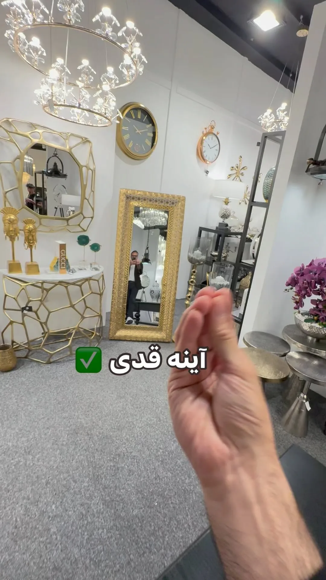 آینه قدی مراکشی ۷۰ در ۱۶۰، رنگ طلایی، جنس چوب و فلز، آینه قدی قابدار