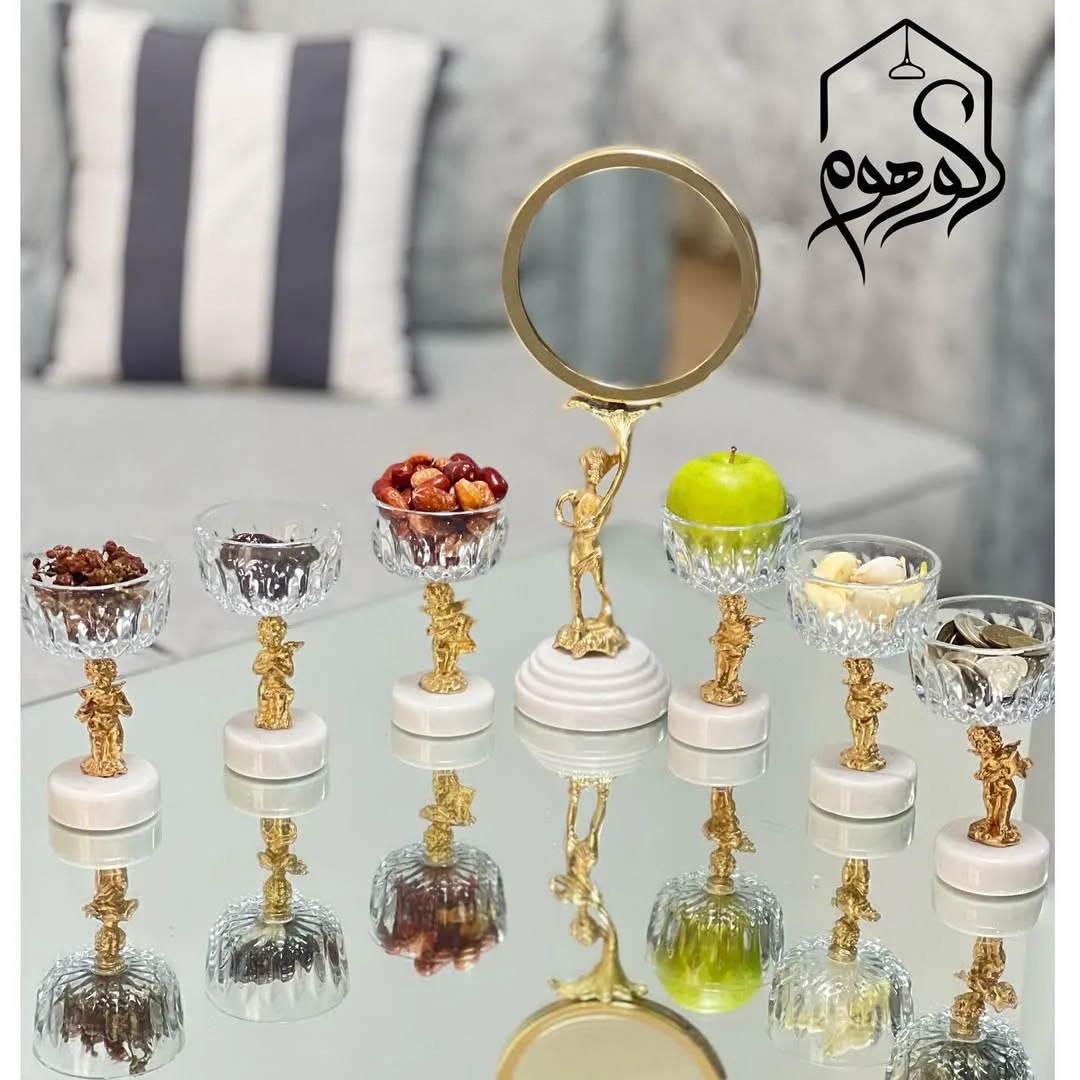 ست هفت‌سین سنگ و آلومینیوم طلایی