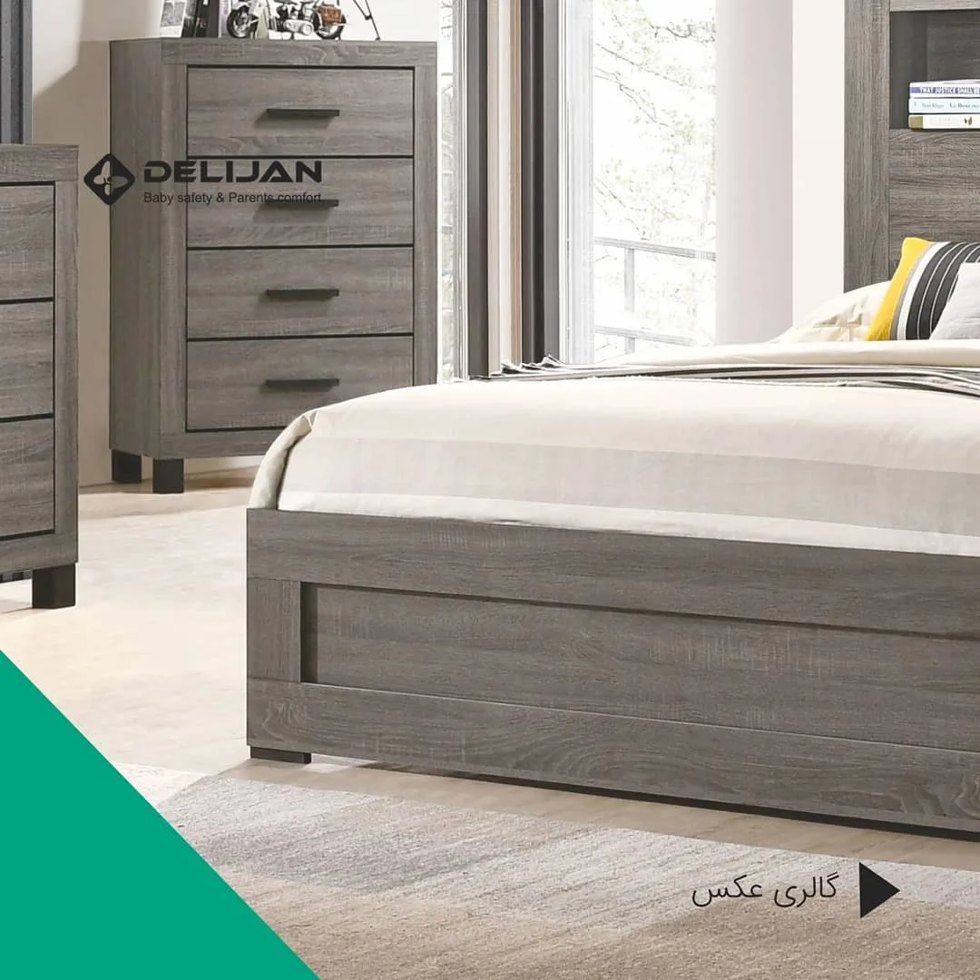 تخت کودک ویرا دلیجان، رنگ خاکستری، جنس چوب، دو نفره، مدرن