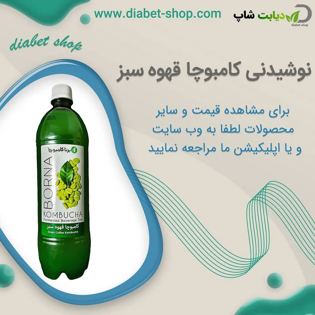 نوشیدنی کامبوچا قهوه سبز برنا کامبوچا، جنس پلاستیک، بطری