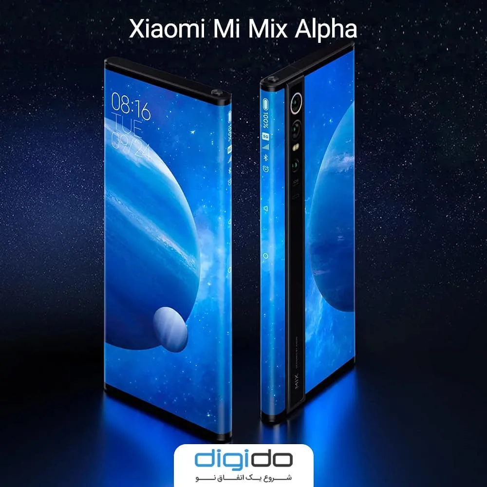 گوشی شیائومی Mi Mix Alpha Xiaomi، رنگ مشکی و آبی، جنس فلز و شیشه، تمام صفحه منحنی